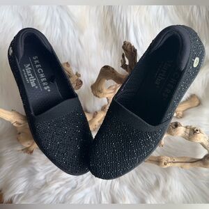 Skechers Black Flats with Sparkly Texture